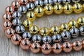 Synthetic Hematite Beads Strands, Platinum, Soft Gold, Rose Gold
